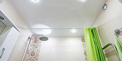 Сатиновый натяжной потолок в ванную на 6 кв.м