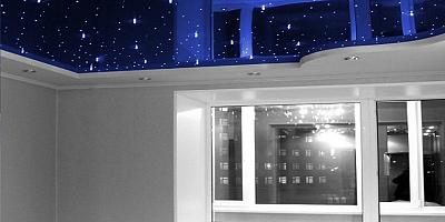 Натяжной потолок звездное небо в гостиную 10 кв.м
